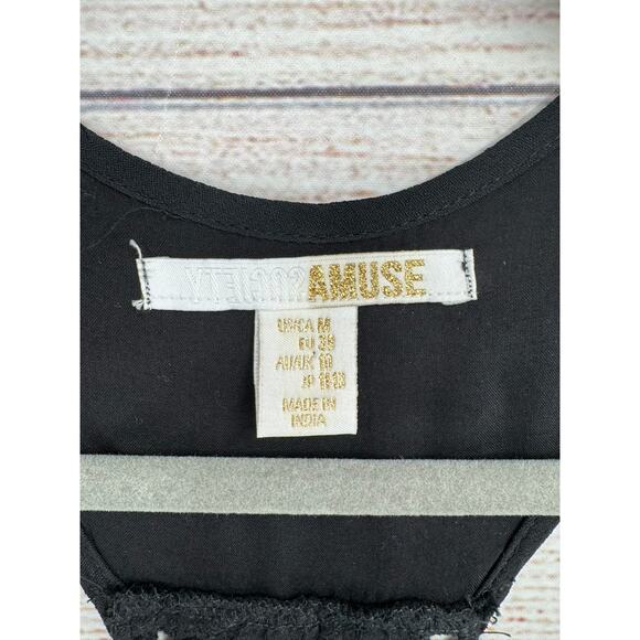 Amuse Society Racerback Mini Dress Womens Medium Black Crochet Back Strap NEW - Picture 7 of 12